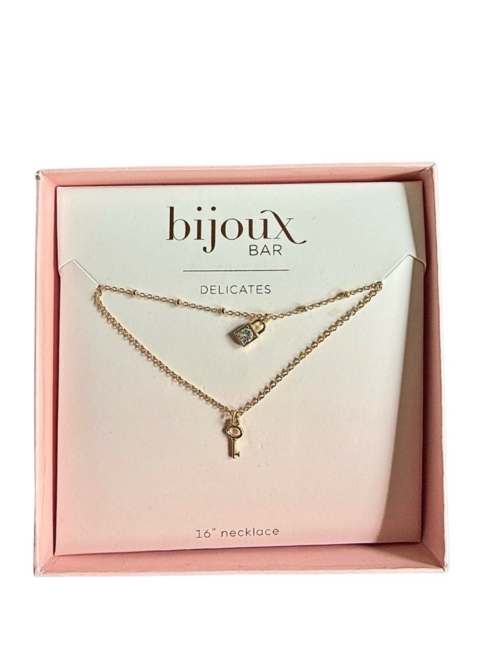 Bijoux Bar Delicates Gold Layered Key & Lock Necklace - Gold